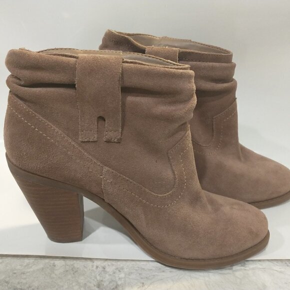 Jessica Simpson Chantie Booties Brown Leather Block Heel shoes Size 7M - Picture 1 of 14